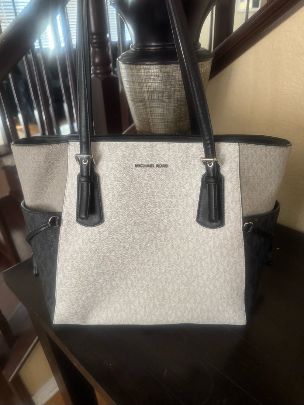 Michael Kors Cream and Black Signature Tote